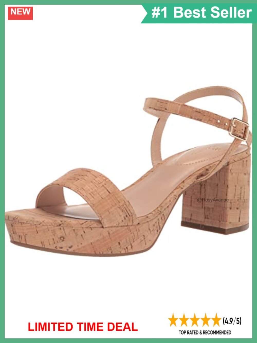 Platform Sandal Cork Insole Adjustable Ankle Strap Buckle